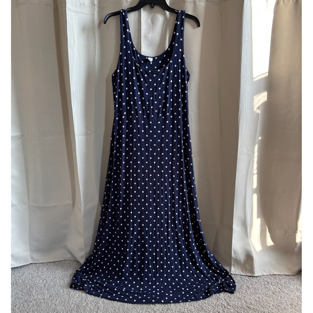 Old Navy Womens Dress Large Polka Dot Maxi Jersey Knit Preppy Retro Boho 18768